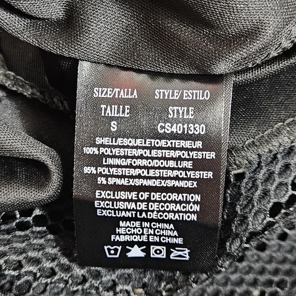 Christian Siriano Black Mesh Stripe Cocktail Dress Nwt Womens Size S Midi - Picture 12 of 12